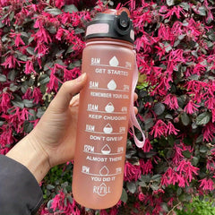 1L Motivational Water Bottle with Straw for Fitness, Camping, Hiking
