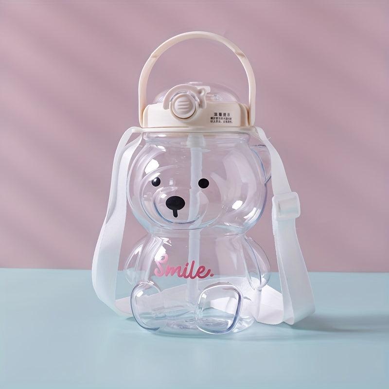 Bear Shape Water Bottle with Straw and Strap for Outdoor Sports