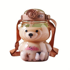 Bear Shape Water Bottle with Straw and Strap for Outdoor Sports