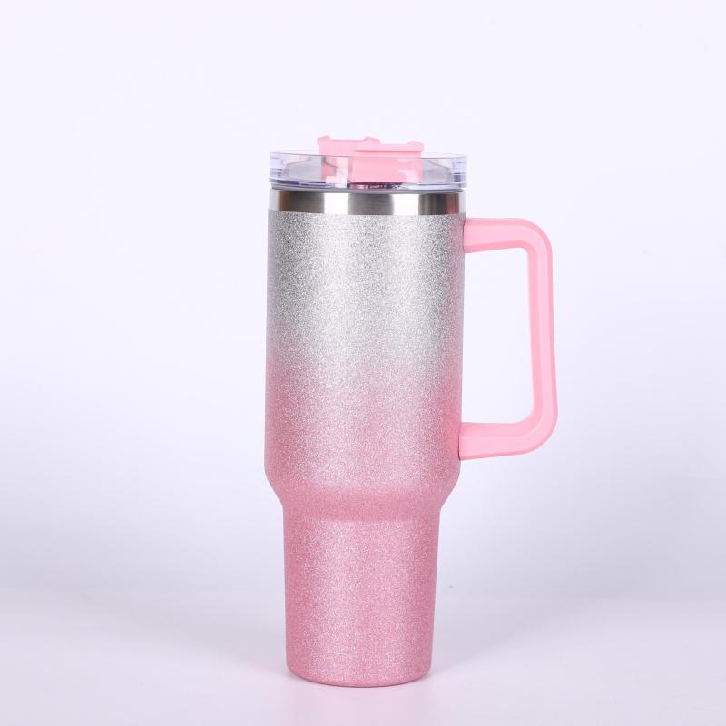 Glitter Tumbler 40oz Stainless Steel Water Bottle With Lid And Straw