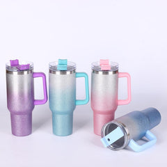 Glitter Tumbler 40oz Stainless Steel Water Bottle With Lid And Straw