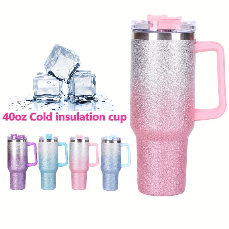 Glitter Tumbler 40oz Stainless Steel Water Bottle With Lid And Straw