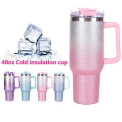 Glitter Tumbler 40oz Stainless Steel Water Bottle With Lid And Straw
