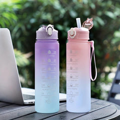 Motivational Water Bottle With Straw & Time Marker
