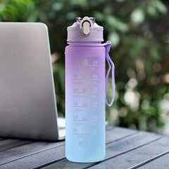 Motivational Water Bottle With Straw & Time Marker