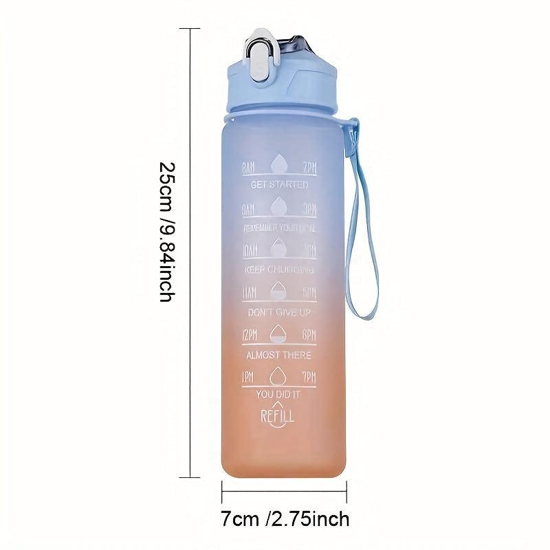 Motivational Water Bottle With Straw & Time Marker