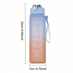 Motivational Water Bottle With Straw & Time Marker
