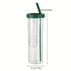 Leak Proof Water Bottle w/ Folding Straw and Tea Filter 700ml
