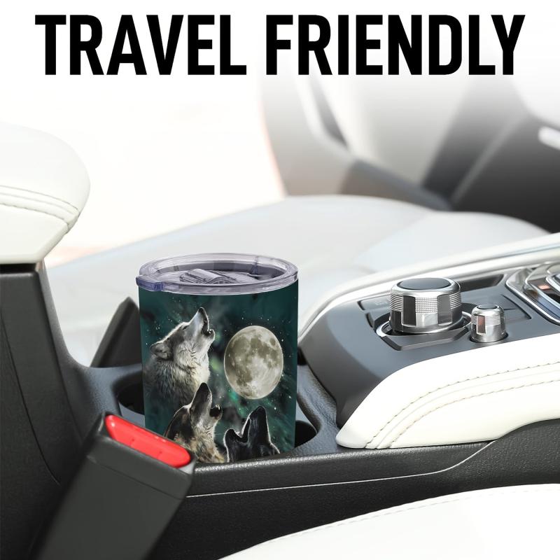20oz Wolves Cup Stainless Steel Tumbler - Wolf Moon Print