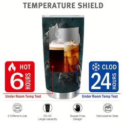 20oz Wolves Cup Stainless Steel Tumbler - Wolf Moon Print