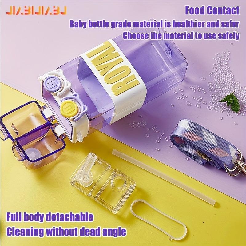 Cartoon Straw Cup Double Drink Double Lid Cartoon Cup Study Outdoor