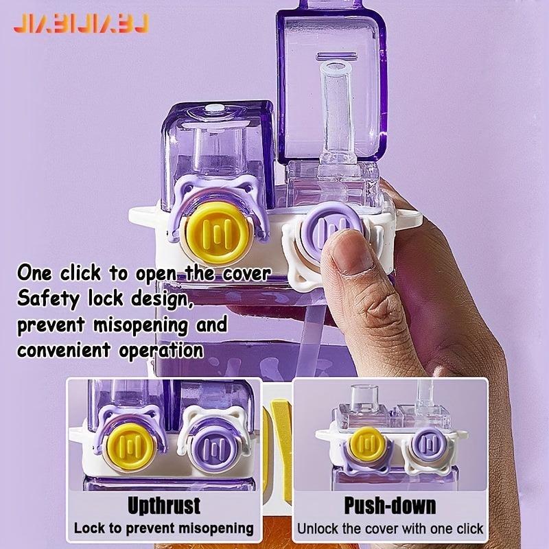 Cartoon Straw Cup Double Drink Double Lid Cartoon Cup Study Outdoor