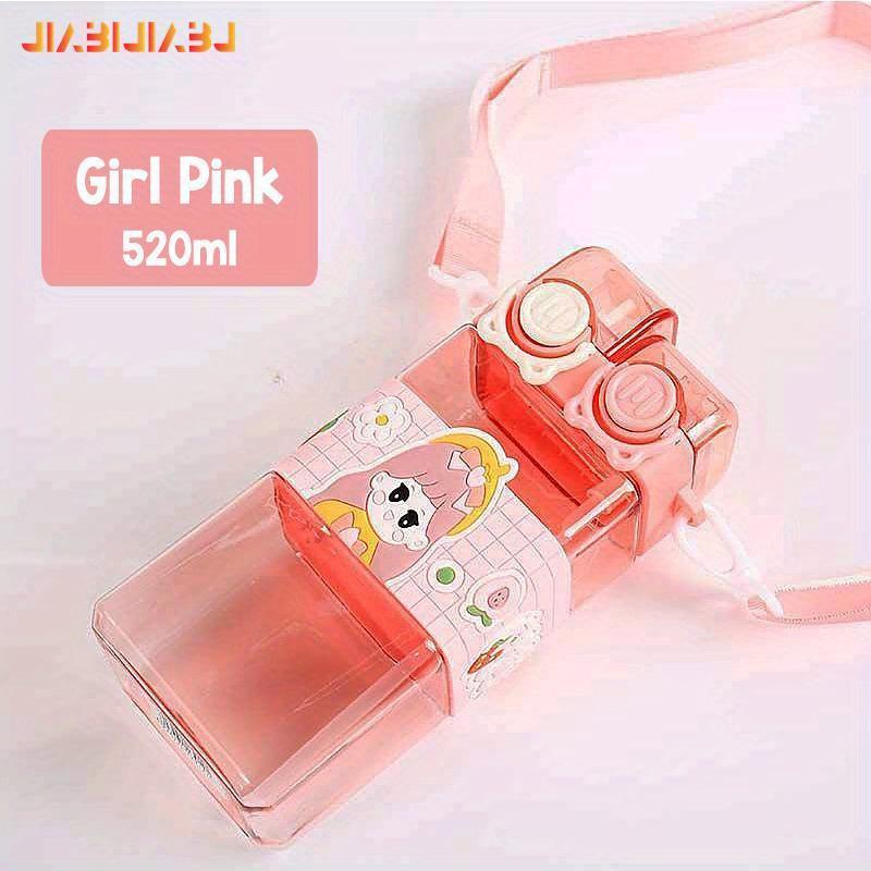 Cartoon Straw Cup Double Drink Double Lid Cartoon Cup Study Outdoor