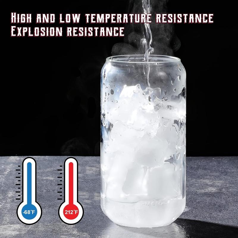 High Borosilicate Glass Water Cup With Airtight Lids & Straws