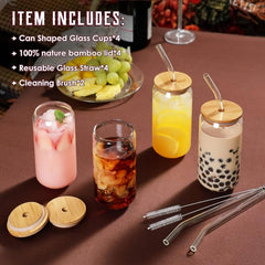 High Borosilicate Glass Water Cup With Airtight Lids & Straws