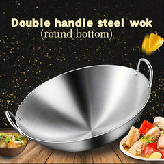 Stainless Steel Wok for Chinese Cooking and Frying