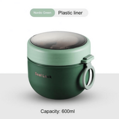 Portable Thermal Lunch Box 600ml Insulated Food Container with Spork