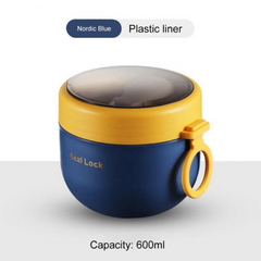Portable Thermal Lunch Box 600ml Insulated Food Container with Spork