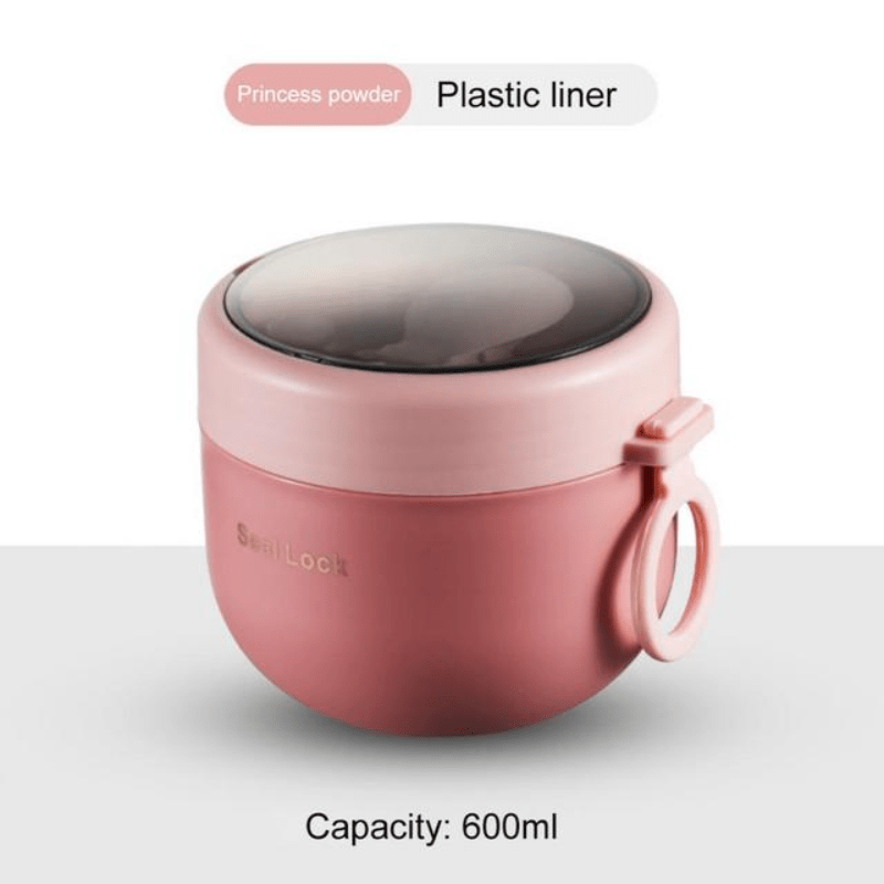 Portable Thermal Lunch Box 600ml Insulated Food Container with Spork