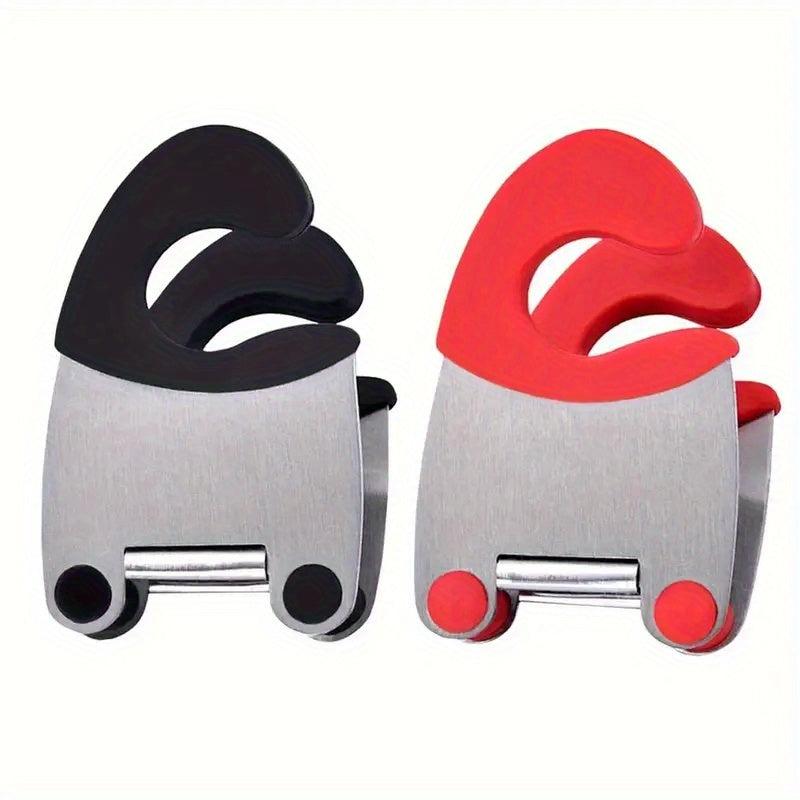 Stainless Steel Pot Spoon Holder Anti Scald Silicone Grip Pot Clip Spoon Stand