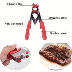 Stainless Steel Pot Spoon Holder Anti Scald Silicone Grip Pot Clip Spoon Stand