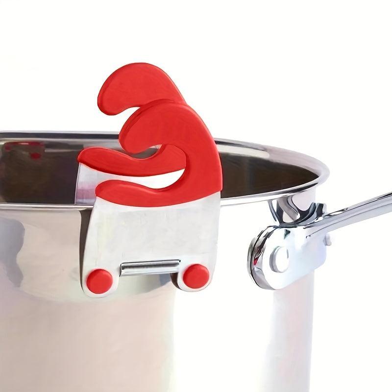 Stainless Steel Pot Spoon Holder Anti Scald Silicone Grip Pot Clip Spoon Stand