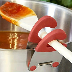 Stainless Steel Pot Spoon Holder Anti Scald Silicone Grip Pot Clip Spoon Stand