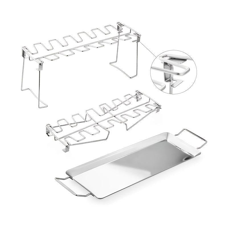 Chicken Leg Rack 14 Slot Stainless Steel with Drip Pan