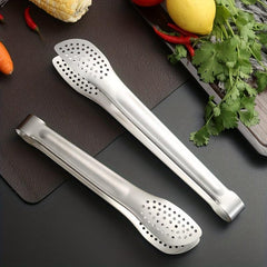 304 Stainless Steel Hollow Out Food Tongs for Cooking and Barbecue