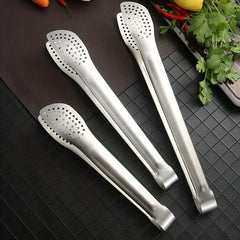 304 Stainless Steel Hollow Out Food Tongs for Cooking and Barbecue