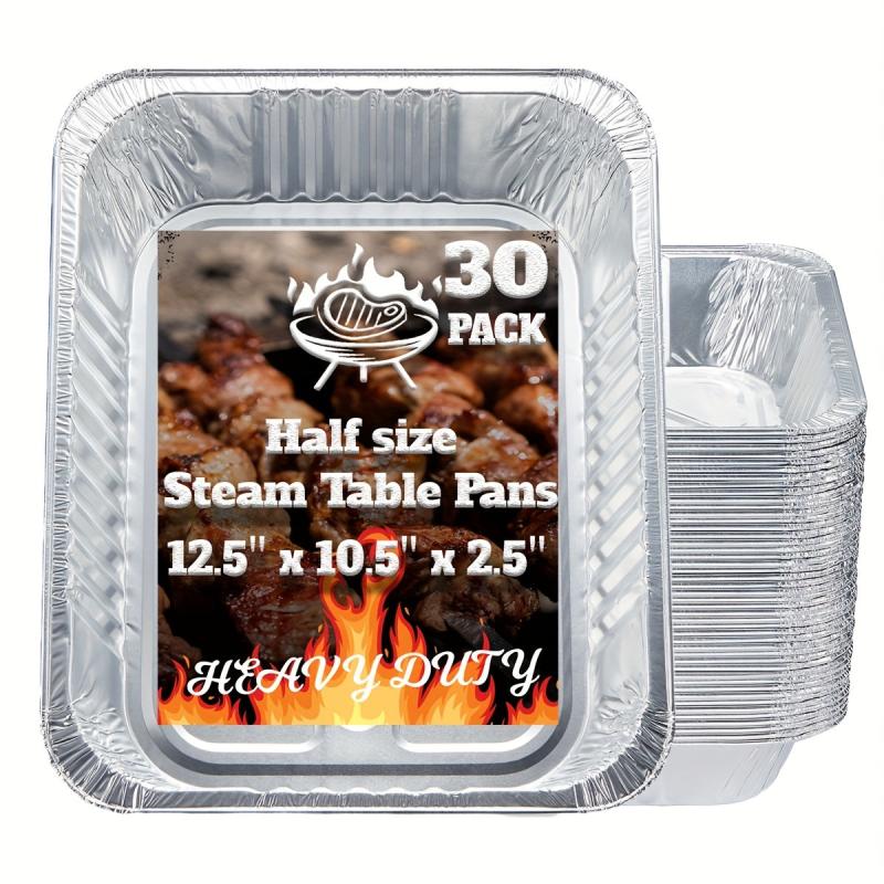 25pcs Aluminum Pans Disposable Foil Half Size Steam Table Deep Pans Tin Pans