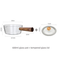 5oz Glass Pot With Wooden Handle Cooking
