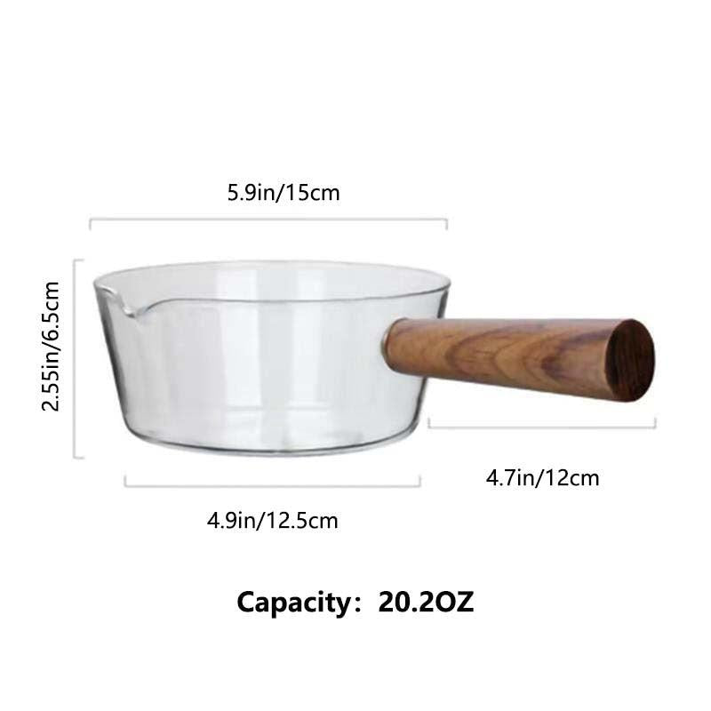 5oz Glass Pot With Wooden Handle Cooking