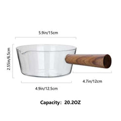 5oz Glass Pot With Wooden Handle Cooking