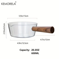 5oz Glass Pot With Wooden Handle Cooking