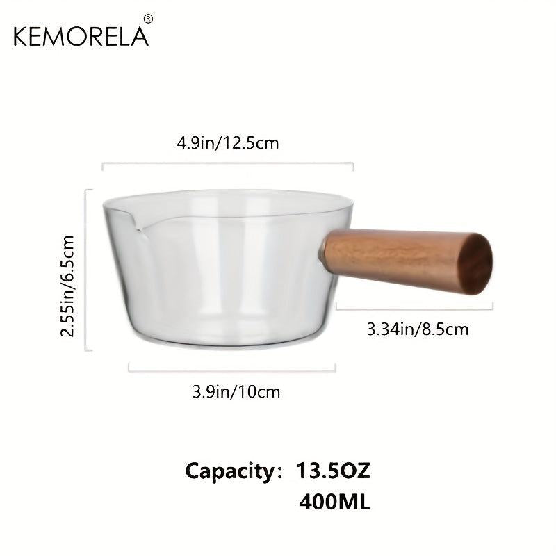 5oz Glass Pot With Wooden Handle Cooking