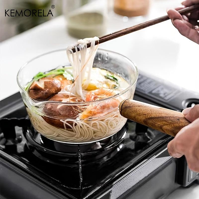 5oz Glass Pot With Wooden Handle Cooking