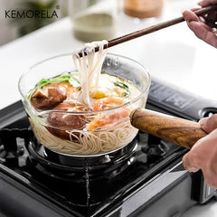 5oz Glass Pot With Wooden Handle Cooking