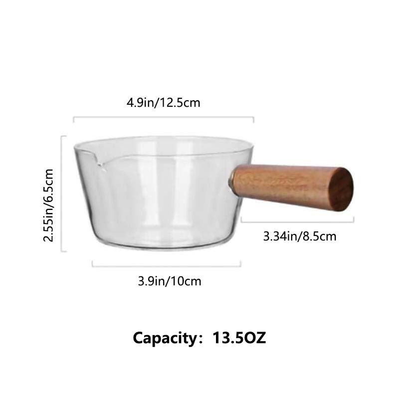5oz Glass Pot With Wooden Handle Cooking