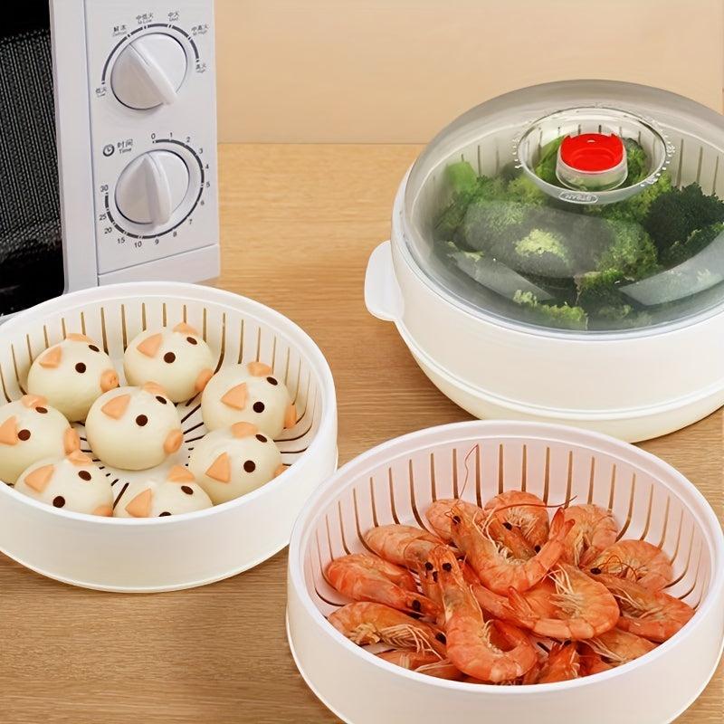 1pc Microwave Steamer Plastic Cooker For Kitchen Gadgets