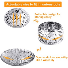 1pc Vegetable Steamer Basket Folding Metal Stainless Steel Steamer Basket