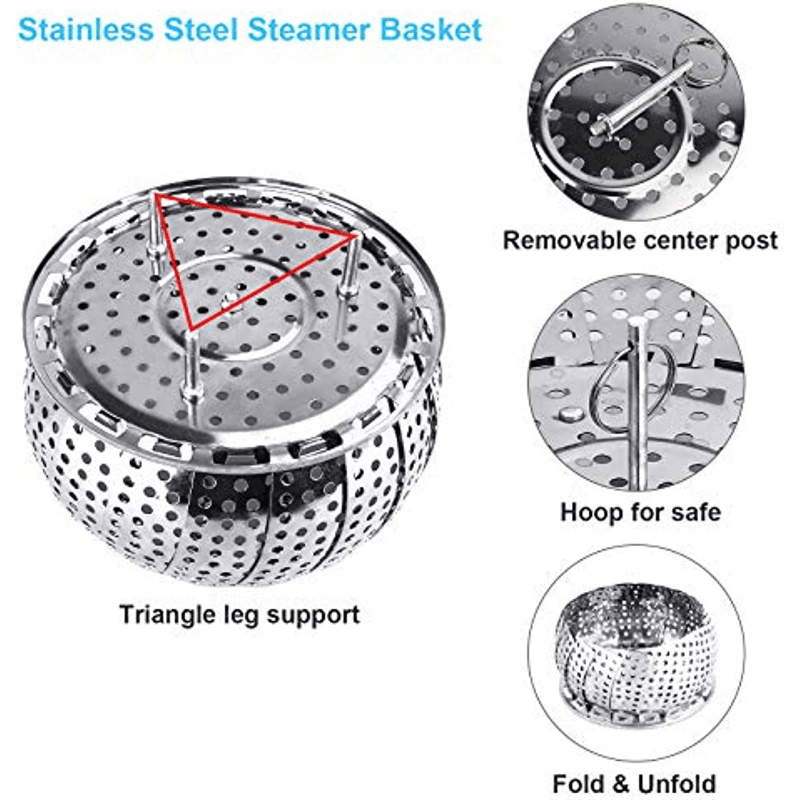 1pc Vegetable Steamer Basket Folding Metal Stainless Steel Steamer Basket
