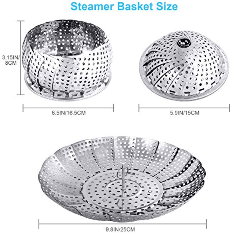 1pc Vegetable Steamer Basket Folding Metal Stainless Steel Steamer Basket