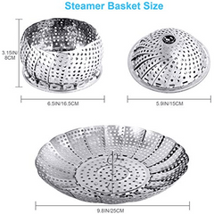 1pc Vegetable Steamer Basket Folding Metal Stainless Steel Steamer Basket