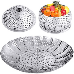 1pc Vegetable Steamer Basket Folding Metal Stainless Steel Steamer Basket
