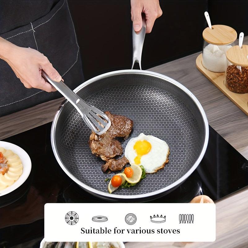 Honeycomb Stainless Steel Non Stick Skillet Egg Fry Pan Chinese Wok Saute Pan