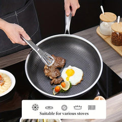 Honeycomb Stainless Steel Non Stick Skillet Egg Fry Pan Chinese Wok Saute Pan