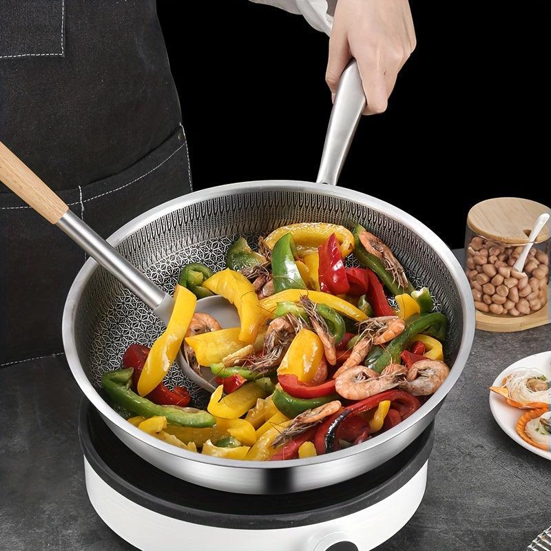 Honeycomb Stainless Steel Non Stick Skillet Egg Fry Pan Chinese Wok Saute Pan