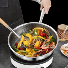Honeycomb Stainless Steel Non Stick Skillet Egg Fry Pan Chinese Wok Saute Pan