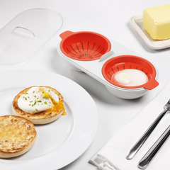 Microwave Egg Poacher 2 Eggs Silicone Non Stick Cooker Draining Egg Boiler